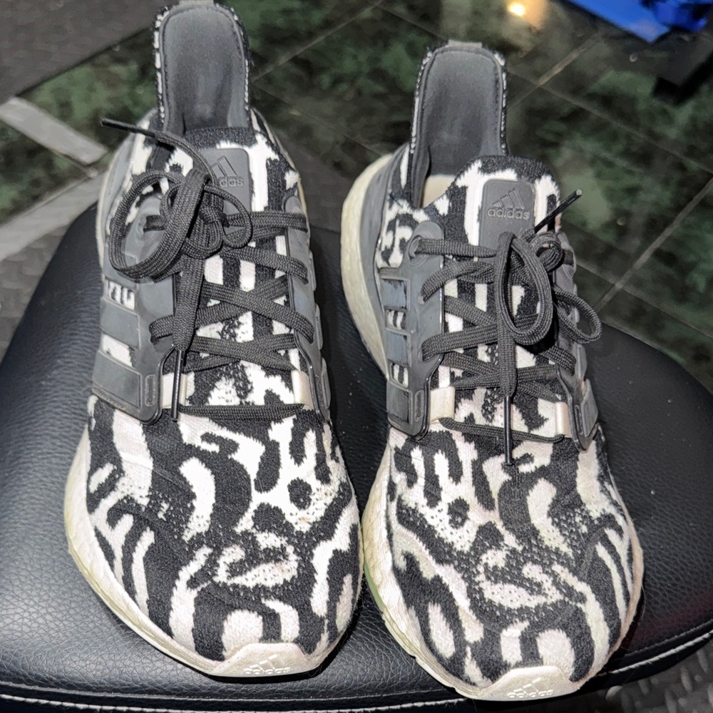 adidas Zebra-Pattern Running Sneakers - Black & White
